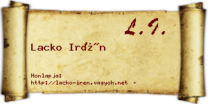 Lacko Irén névjegykártya
